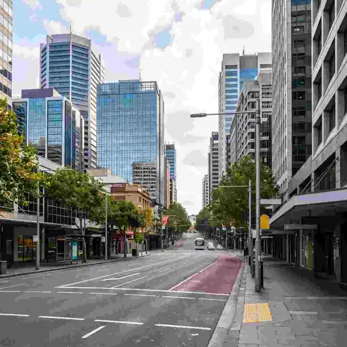 North Sydney CBD street with high-rise office towers